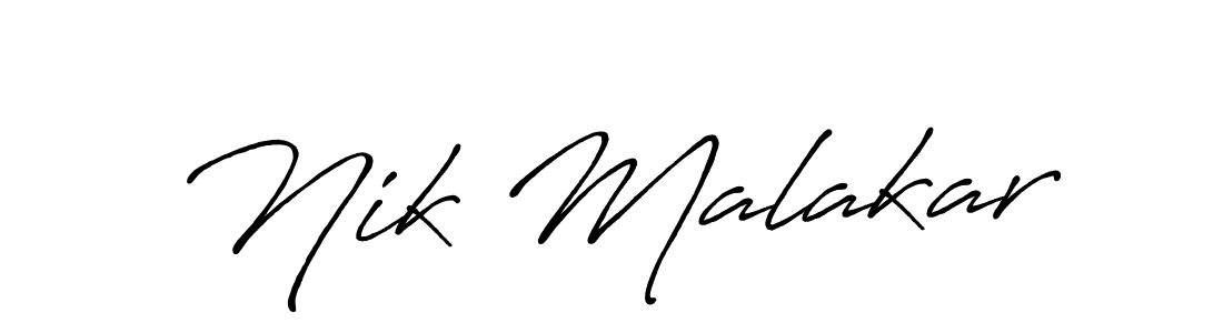 Design your own signature with our free online signature maker. With this signature software, you can create a handwritten (Antro_Vectra_Bolder) signature for name Nik Malakar. Nik Malakar signature style 7 images and pictures png