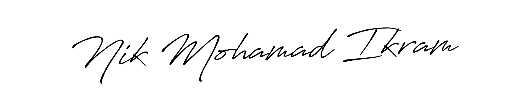 Make a beautiful signature design for name Nik Mohamad Ikram. With this signature (Antro_Vectra_Bolder) style, you can create a handwritten signature for free. Nik Mohamad Ikram signature style 7 images and pictures png