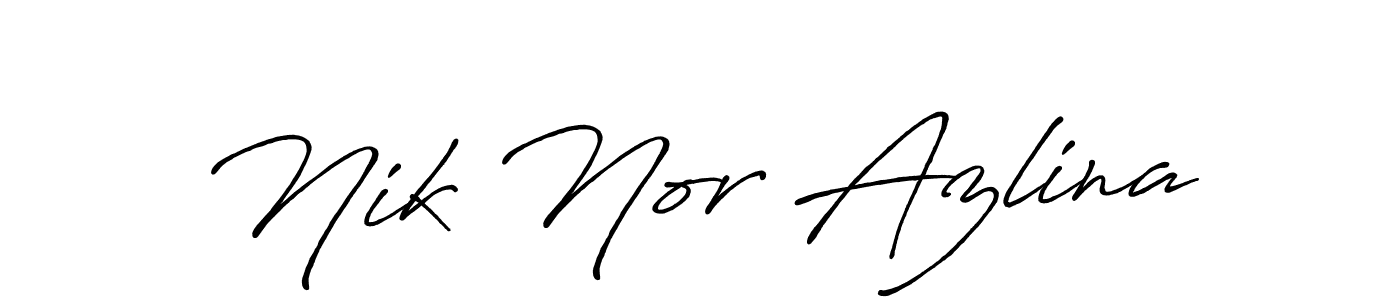 It looks lik you need a new signature style for name Nik Nor Azlina. Design unique handwritten (Antro_Vectra_Bolder) signature with our free signature maker in just a few clicks. Nik Nor Azlina signature style 7 images and pictures png