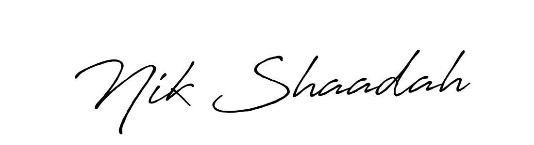 Nik Shaadah stylish signature style. Best Handwritten Sign (Antro_Vectra_Bolder) for my name. Handwritten Signature Collection Ideas for my name Nik Shaadah. Nik Shaadah signature style 7 images and pictures png
