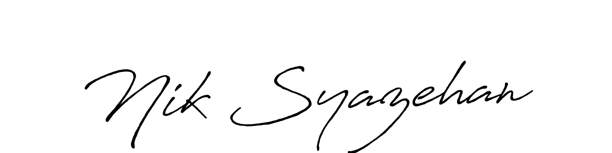 Use a signature maker to create a handwritten signature online. With this signature software, you can design (Antro_Vectra_Bolder) your own signature for name Nik Syazehan. Nik Syazehan signature style 7 images and pictures png