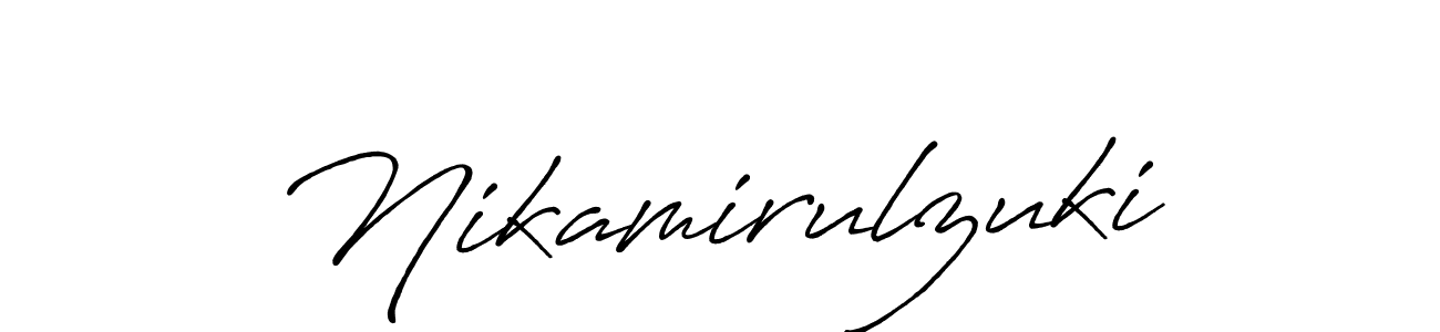 How to make Nikamirulzuki signature? Antro_Vectra_Bolder is a professional autograph style. Create handwritten signature for Nikamirulzuki name. Nikamirulzuki signature style 7 images and pictures png