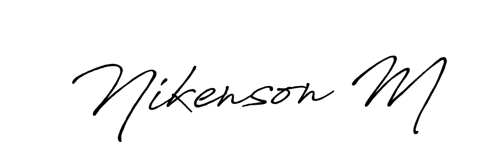 How to make Nikenson M signature? Antro_Vectra_Bolder is a professional autograph style. Create handwritten signature for Nikenson M name. Nikenson M signature style 7 images and pictures png