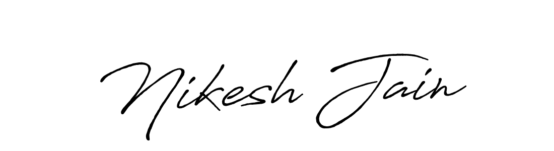 How to make Nikesh Jain name signature. Use Antro_Vectra_Bolder style for creating short signs online. This is the latest handwritten sign. Nikesh Jain signature style 7 images and pictures png