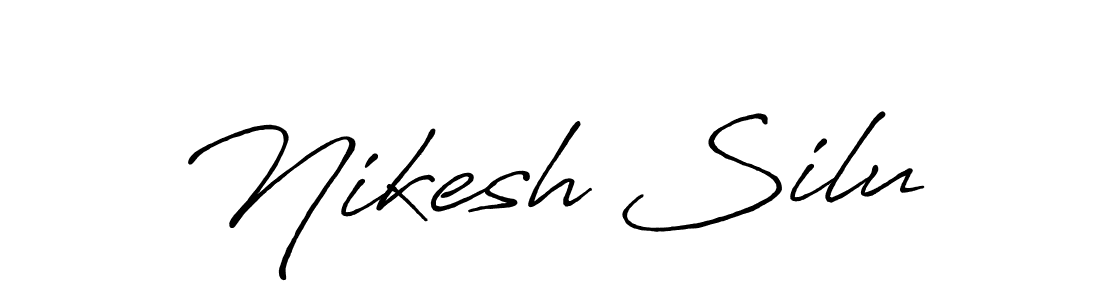 if you are searching for the best signature style for your name Nikesh Silu. so please give up your signature search. here we have designed multiple signature styles  using Antro_Vectra_Bolder. Nikesh Silu signature style 7 images and pictures png