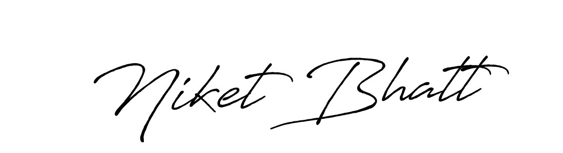 How to make Niket Bhatt name signature. Use Antro_Vectra_Bolder style for creating short signs online. This is the latest handwritten sign. Niket Bhatt signature style 7 images and pictures png