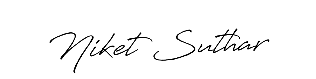 How to make Niket Suthar name signature. Use Antro_Vectra_Bolder style for creating short signs online. This is the latest handwritten sign. Niket Suthar signature style 7 images and pictures png