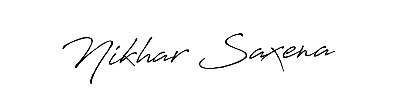 How to make Nikhar Saxena name signature. Use Antro_Vectra_Bolder style for creating short signs online. This is the latest handwritten sign. Nikhar Saxena signature style 7 images and pictures png