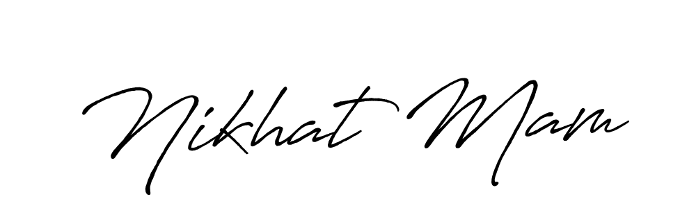 How to make Nikhat Mam name signature. Use Antro_Vectra_Bolder style for creating short signs online. This is the latest handwritten sign. Nikhat Mam signature style 7 images and pictures png