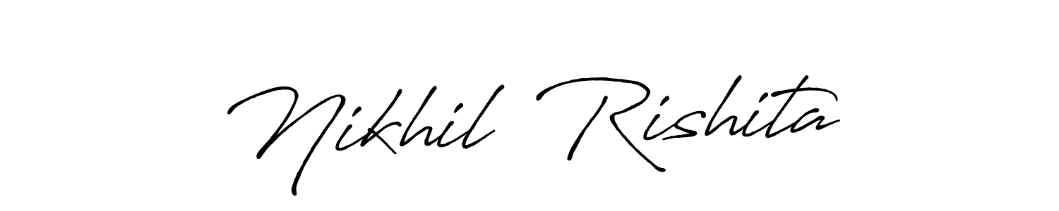 You can use this online signature creator to create a handwritten signature for the name Nikhil  Rishita. This is the best online autograph maker. Nikhil  Rishita signature style 7 images and pictures png