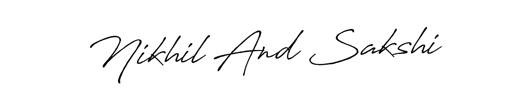 How to make Nikhil And Sakshi signature? Antro_Vectra_Bolder is a professional autograph style. Create handwritten signature for Nikhil And Sakshi name. Nikhil And Sakshi signature style 7 images and pictures png