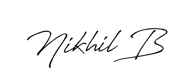 How to make Nikhil B name signature. Use Antro_Vectra_Bolder style for creating short signs online. This is the latest handwritten sign. Nikhil B signature style 7 images and pictures png