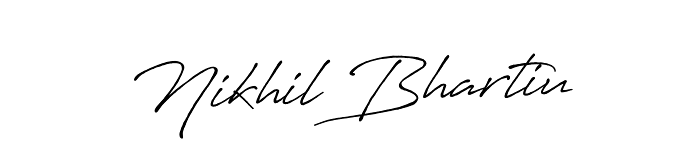 Make a beautiful signature design for name Nikhil Bhartiu. With this signature (Antro_Vectra_Bolder) style, you can create a handwritten signature for free. Nikhil Bhartiu signature style 7 images and pictures png