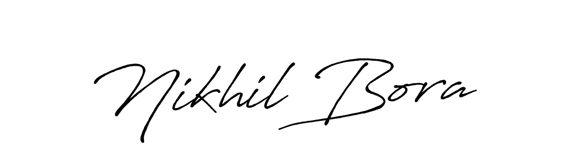 How to make Nikhil Bora name signature. Use Antro_Vectra_Bolder style for creating short signs online. This is the latest handwritten sign. Nikhil Bora signature style 7 images and pictures png