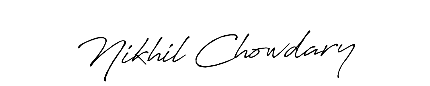 Create a beautiful signature design for name Nikhil Chowdary. With this signature (Antro_Vectra_Bolder) fonts, you can make a handwritten signature for free. Nikhil Chowdary signature style 7 images and pictures png