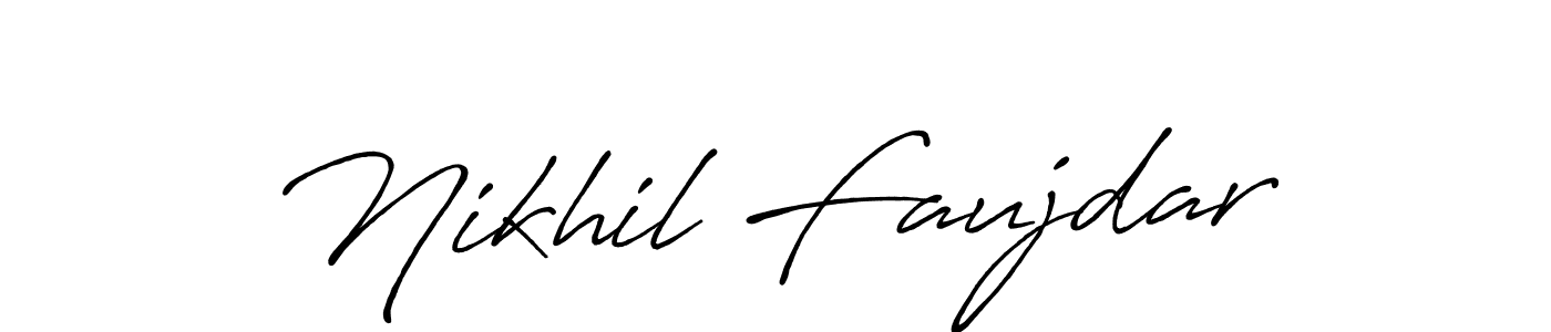 Make a beautiful signature design for name Nikhil Faujdar. With this signature (Antro_Vectra_Bolder) style, you can create a handwritten signature for free. Nikhil Faujdar signature style 7 images and pictures png