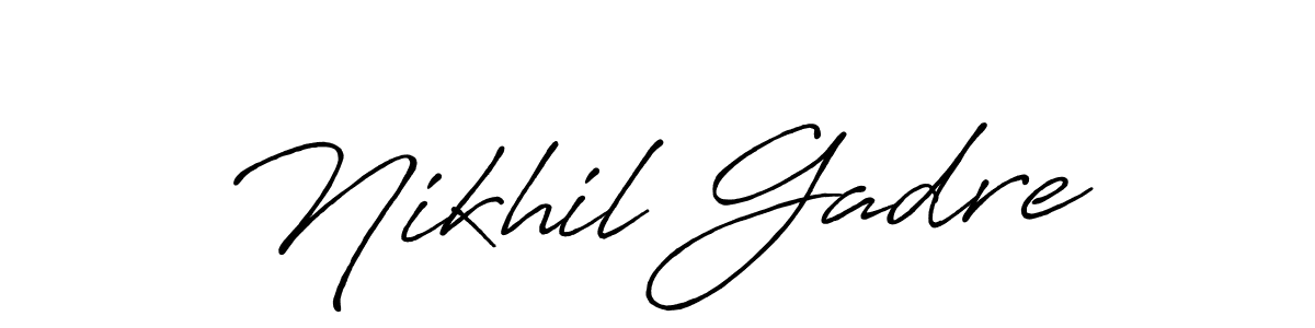 How to make Nikhil Gadre name signature. Use Antro_Vectra_Bolder style for creating short signs online. This is the latest handwritten sign. Nikhil Gadre signature style 7 images and pictures png