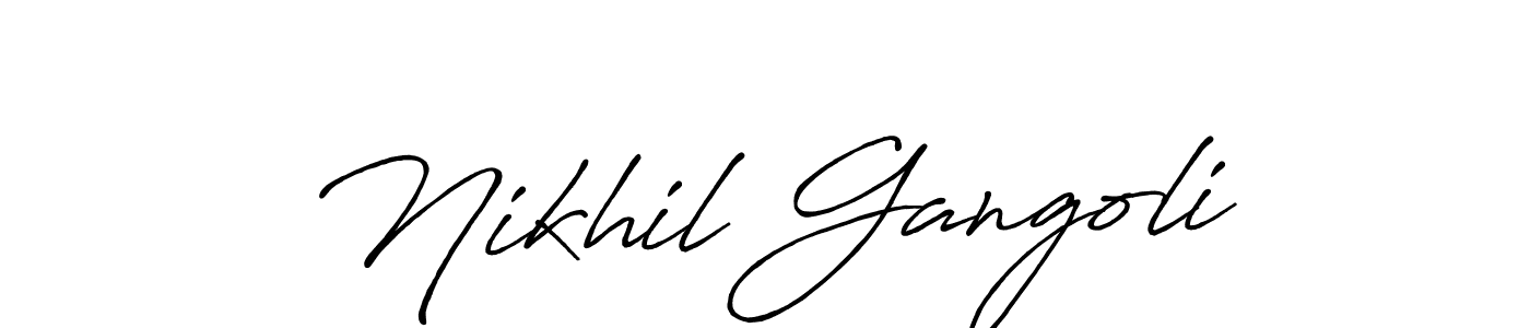 How to make Nikhil Gangoli name signature. Use Antro_Vectra_Bolder style for creating short signs online. This is the latest handwritten sign. Nikhil Gangoli signature style 7 images and pictures png