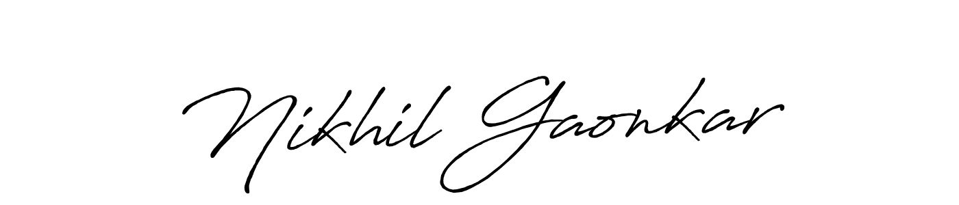 Also we have Nikhil Gaonkar name is the best signature style. Create professional handwritten signature collection using Antro_Vectra_Bolder autograph style. Nikhil Gaonkar signature style 7 images and pictures png