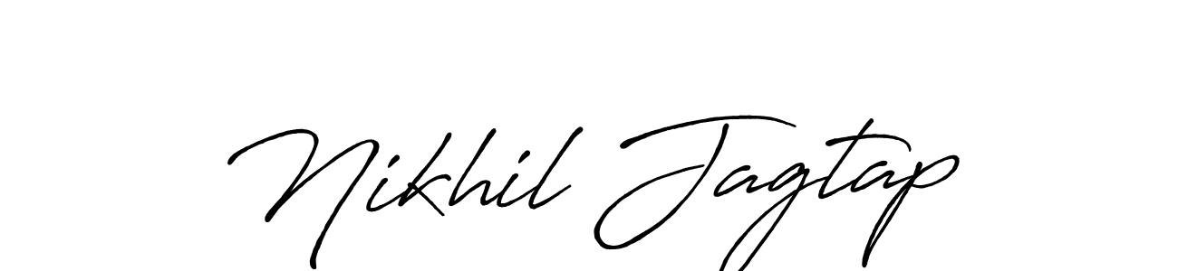 How to make Nikhil Jagtap name signature. Use Antro_Vectra_Bolder style for creating short signs online. This is the latest handwritten sign. Nikhil Jagtap signature style 7 images and pictures png