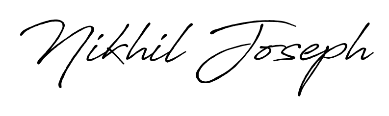 Quickly download Nikhil Joseph name signature in high-resolution PNG using Antro_Vectra_Bolder style. Ready to insert into PDFs and online applications. Nikhil Joseph signature style 7 images and pictures png