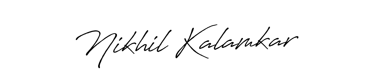 Create a beautiful signature design for name Nikhil Kalamkar. With this signature (Antro_Vectra_Bolder) fonts, you can make a handwritten signature for free. Nikhil Kalamkar signature style 7 images and pictures png