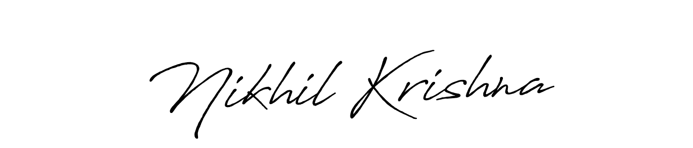 How to make Nikhil Krishna name signature. Use Antro_Vectra_Bolder style for creating short signs online. This is the latest handwritten sign. Nikhil Krishna signature style 7 images and pictures png