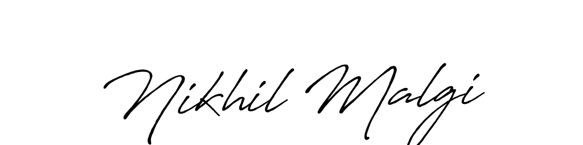 How to make Nikhil Malgi name signature. Use Antro_Vectra_Bolder style for creating short signs online. This is the latest handwritten sign. Nikhil Malgi signature style 7 images and pictures png