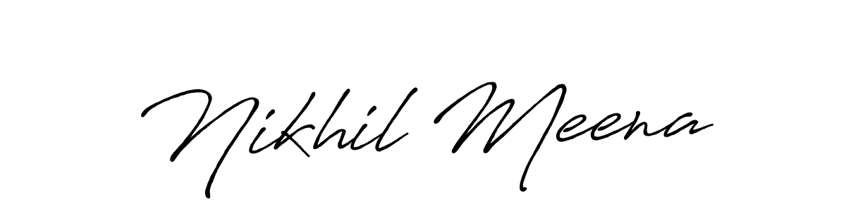 Use a signature maker to create a handwritten signature online. With this signature software, you can design (Antro_Vectra_Bolder) your own signature for name Nikhil Meena. Nikhil Meena signature style 7 images and pictures png