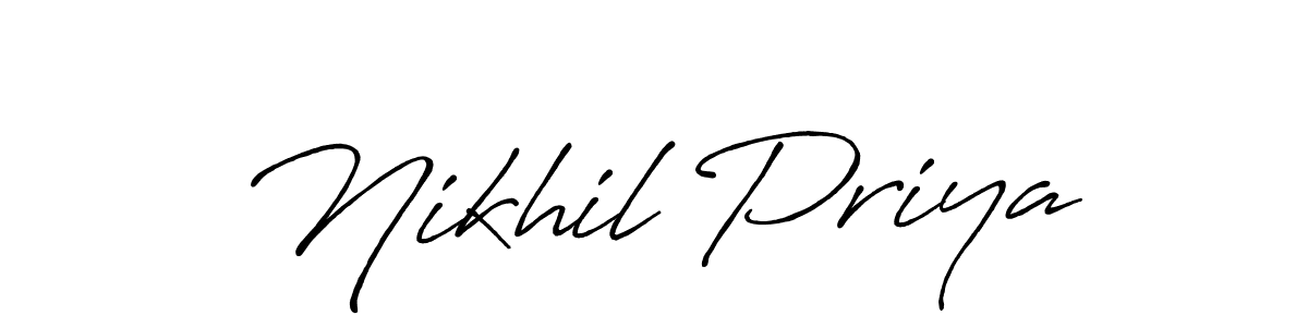 Design your own signature with our free online signature maker. With this signature software, you can create a handwritten (Antro_Vectra_Bolder) signature for name Nikhil Priya. Nikhil Priya signature style 7 images and pictures png