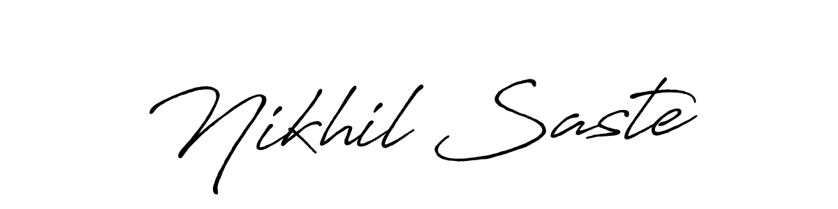 How to make Nikhil Saste name signature. Use Antro_Vectra_Bolder style for creating short signs online. This is the latest handwritten sign. Nikhil Saste signature style 7 images and pictures png