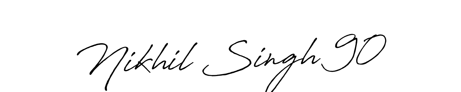 This is the best signature style for the Nikhil Singh 90 name. Also you like these signature font (Antro_Vectra_Bolder). Mix name signature. Nikhil Singh 90 signature style 7 images and pictures png