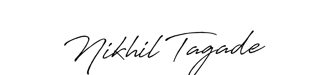 How to make Nikhil Tagade name signature. Use Antro_Vectra_Bolder style for creating short signs online. This is the latest handwritten sign. Nikhil Tagade signature style 7 images and pictures png