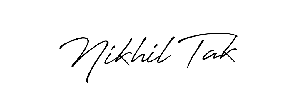 How to make Nikhil Tak name signature. Use Antro_Vectra_Bolder style for creating short signs online. This is the latest handwritten sign. Nikhil Tak signature style 7 images and pictures png