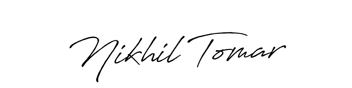 The best way (Antro_Vectra_Bolder) to make a short signature is to pick only two or three words in your name. The name Nikhil Tomar include a total of six letters. For converting this name. Nikhil Tomar signature style 7 images and pictures png