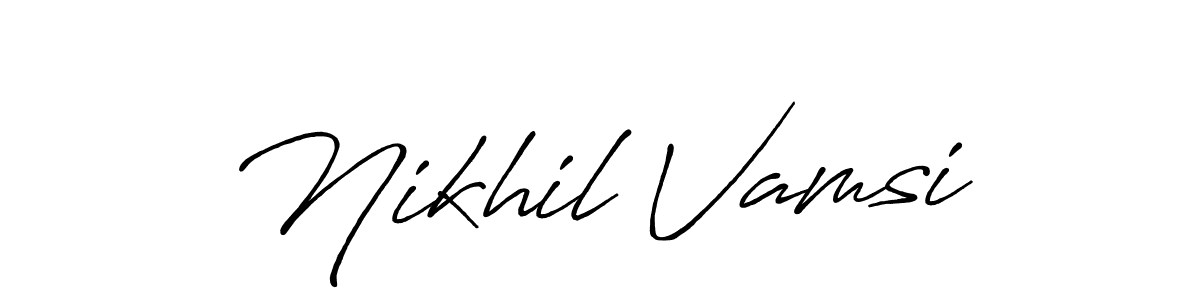 The best way (Antro_Vectra_Bolder) to make a short signature is to pick only two or three words in your name. The name Nikhil Vamsi include a total of six letters. For converting this name. Nikhil Vamsi signature style 7 images and pictures png