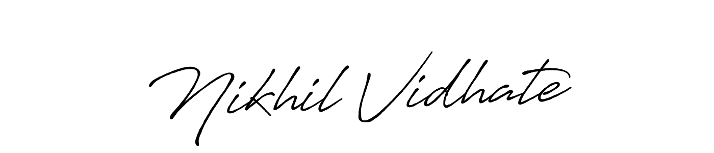 Make a beautiful signature design for name Nikhil Vidhate. With this signature (Antro_Vectra_Bolder) style, you can create a handwritten signature for free. Nikhil Vidhate signature style 7 images and pictures png