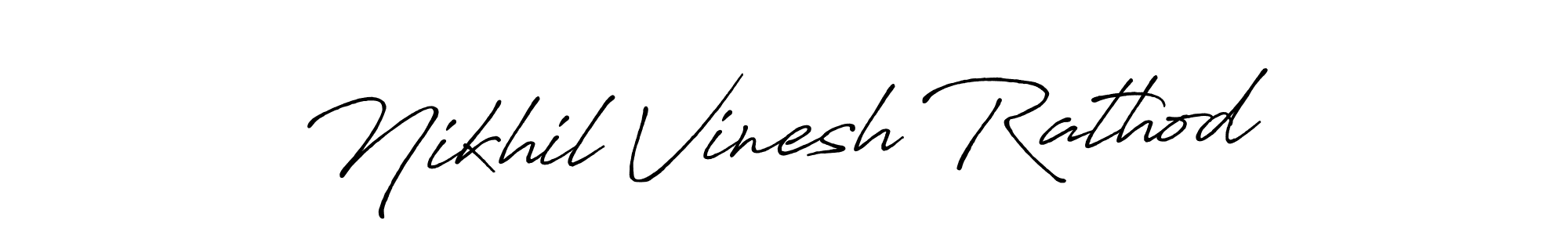 Create a beautiful signature design for name Nikhil Vinesh Rathod. With this signature (Antro_Vectra_Bolder) fonts, you can make a handwritten signature for free. Nikhil Vinesh Rathod signature style 7 images and pictures png