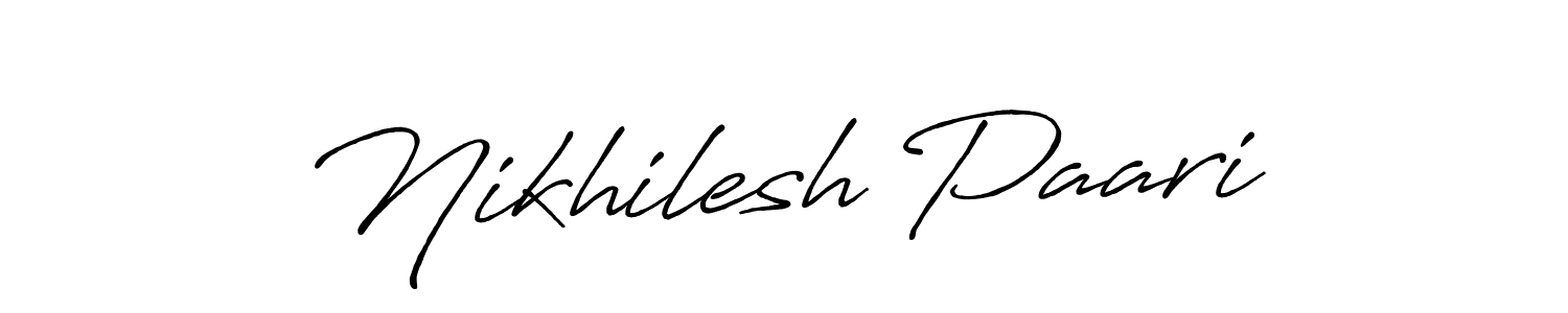 Make a beautiful signature design for name Nikhilesh Paari. With this signature (Antro_Vectra_Bolder) style, you can create a handwritten signature for free. Nikhilesh Paari signature style 7 images and pictures png