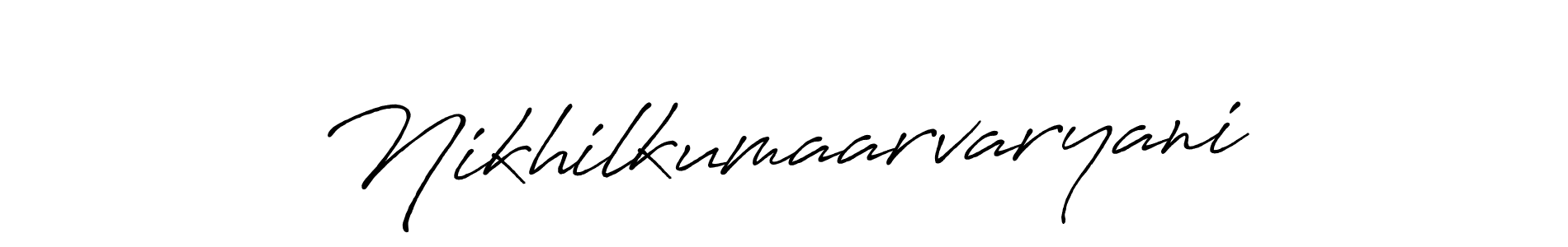 The best way (Antro_Vectra_Bolder) to make a short signature is to pick only two or three words in your name. The name Nikhilkumaarvaryani include a total of six letters. For converting this name. Nikhilkumaarvaryani signature style 7 images and pictures png