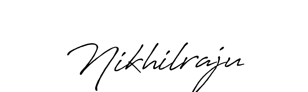 How to make Nikhilraju name signature. Use Antro_Vectra_Bolder style for creating short signs online. This is the latest handwritten sign. Nikhilraju signature style 7 images and pictures png