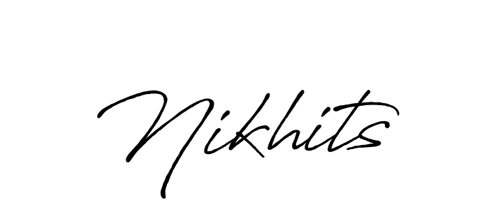 Use a signature maker to create a handwritten signature online. With this signature software, you can design (Antro_Vectra_Bolder) your own signature for name Nikhits. Nikhits signature style 7 images and pictures png