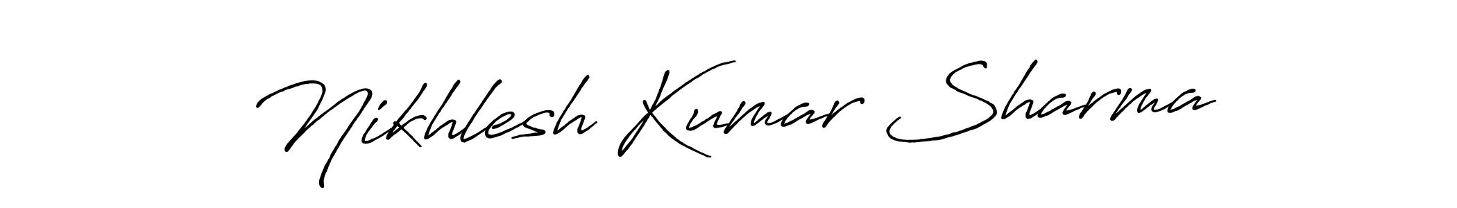 The best way (Antro_Vectra_Bolder) to make a short signature is to pick only two or three words in your name. The name Nikhlesh Kumar Sharma include a total of six letters. For converting this name. Nikhlesh Kumar Sharma signature style 7 images and pictures png