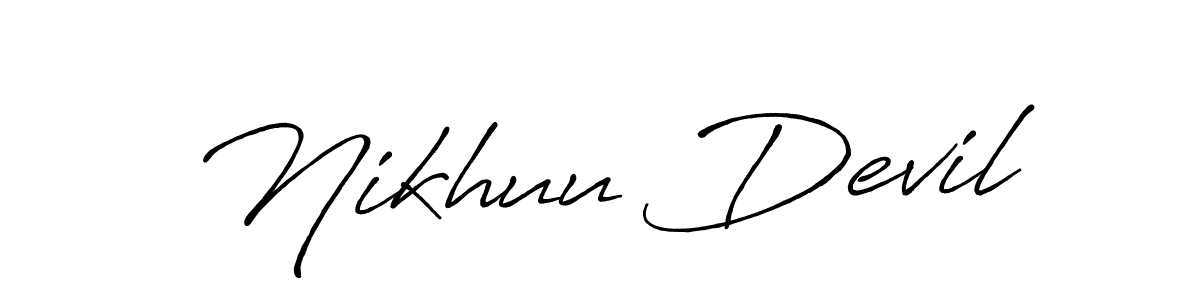 Use a signature maker to create a handwritten signature online. With this signature software, you can design (Antro_Vectra_Bolder) your own signature for name Nikhuu Devil. Nikhuu Devil signature style 7 images and pictures png