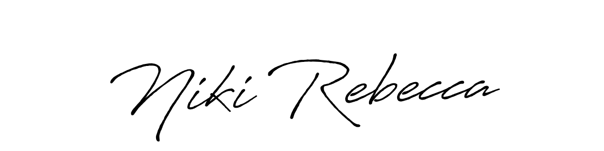 Create a beautiful signature design for name Niki Rebecca. With this signature (Antro_Vectra_Bolder) fonts, you can make a handwritten signature for free. Niki Rebecca signature style 7 images and pictures png