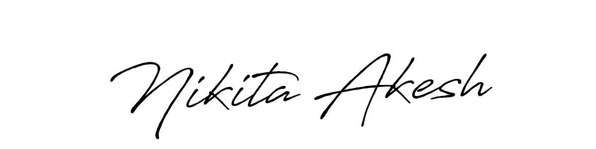 How to make Nikita Akesh name signature. Use Antro_Vectra_Bolder style for creating short signs online. This is the latest handwritten sign. Nikita Akesh signature style 7 images and pictures png