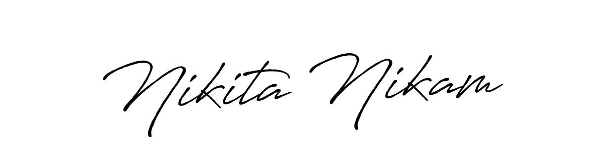 if you are searching for the best signature style for your name Nikita Nikam. so please give up your signature search. here we have designed multiple signature styles  using Antro_Vectra_Bolder. Nikita Nikam signature style 7 images and pictures png