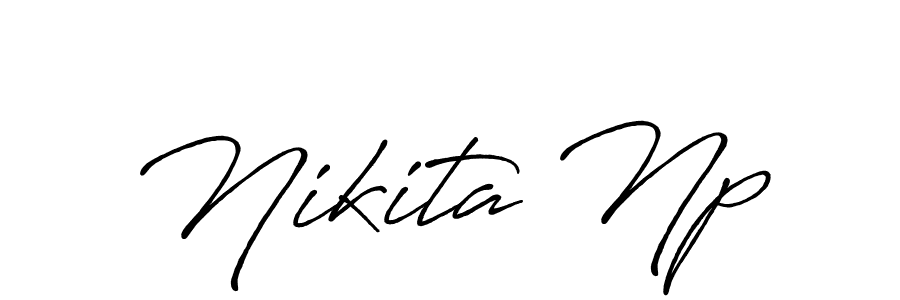 Make a beautiful signature design for name Nikita Np. With this signature (Antro_Vectra_Bolder) style, you can create a handwritten signature for free. Nikita Np signature style 7 images and pictures png