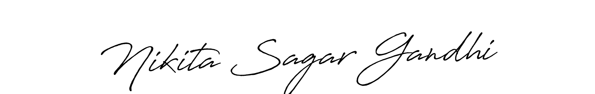 Nikita Sagar Gandhi stylish signature style. Best Handwritten Sign (Antro_Vectra_Bolder) for my name. Handwritten Signature Collection Ideas for my name Nikita Sagar Gandhi. Nikita Sagar Gandhi signature style 7 images and pictures png