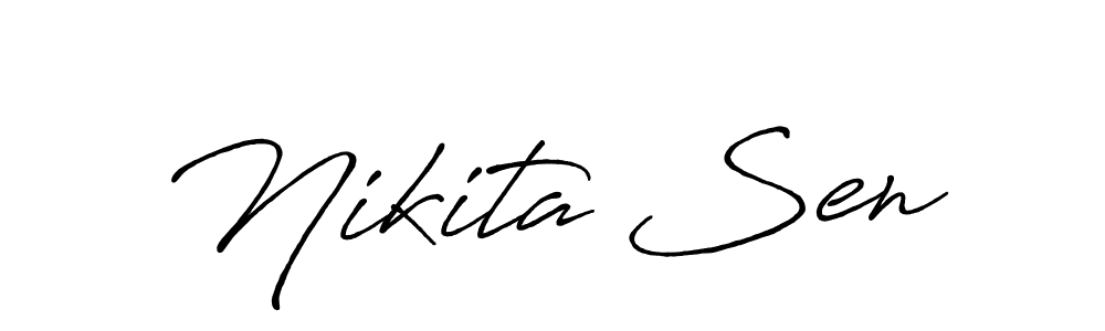 How to make Nikita Sen name signature. Use Antro_Vectra_Bolder style for creating short signs online. This is the latest handwritten sign. Nikita Sen signature style 7 images and pictures png